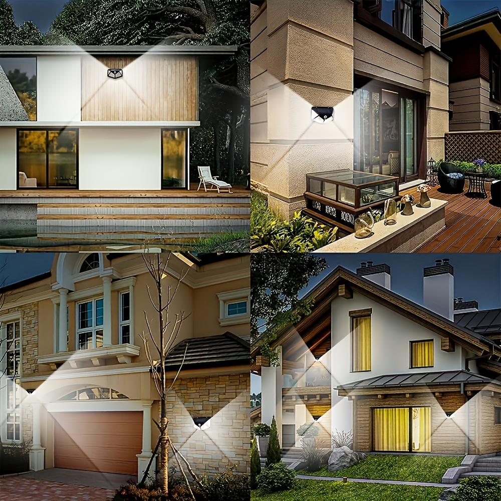 Интеллектуальный уличный солнечный настенный светильник с индукционным датчиком, 100 светодиодов, подходит для веранды, двора, террасы, гаража, сада, энергосберегающее освещение.