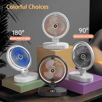 3-скоростной настольный вентилятор с электрической светодиодной подсветкой и перезаряжаемым бесщеточным двигателем. Ультра-тихий персональный охлаждающий вентилятор для дома.