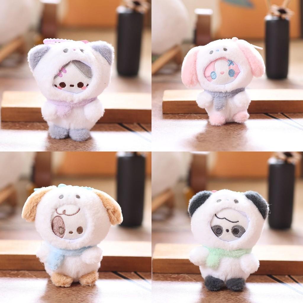 Dog Cat Cute Rabbit Panda With Scarf Plush Toy Pendant Keychain For Bag Decor