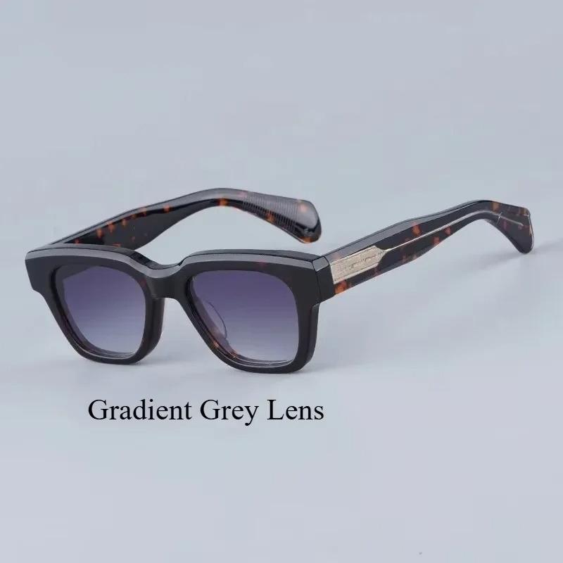 JMM Fellini Square Sunglasses Handmade in Japan Imported Acetate Classical Acetate Black Optical Frame with Metal on Arms