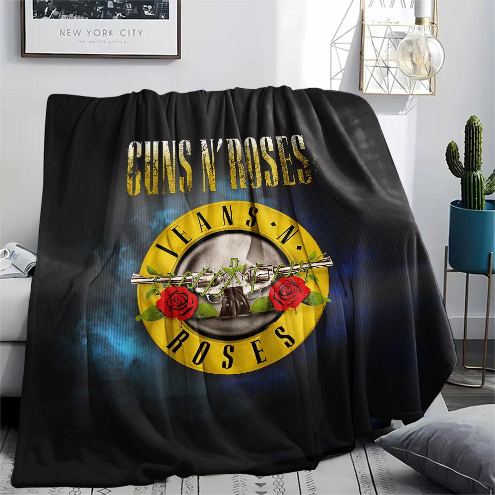 Guns N' Roses, клетчатый фланелевый плед, высокое качество, комфортный для всех сезонов, домашний декор, тепло и уют, идеально для подарков.