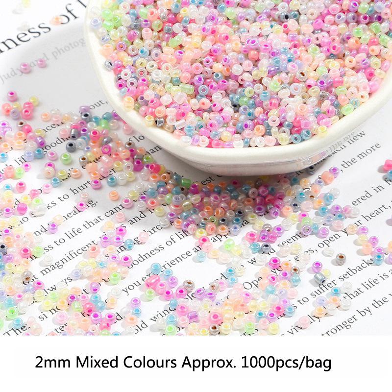 2 3 4mm Glass Filled Silver Mixed Color Rice Beads Handmade Diy Ring Earrings Bracelet Tassel Loose Beads Jewelry Materials Beads for Jewelry Making