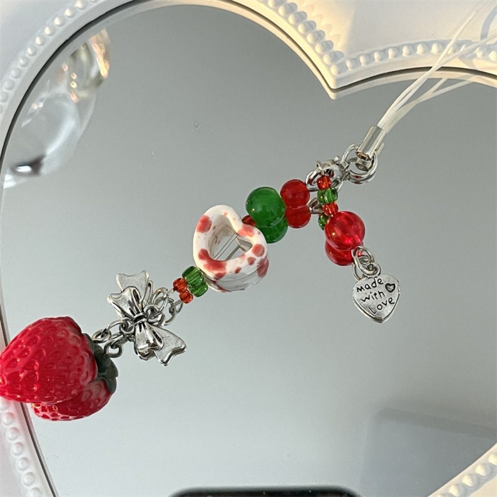 Милая цепочка для телефона из бусин Y2K шнурок для телефона брелок с подвеской в виде сердца любви аксессуары для телефона для сумки