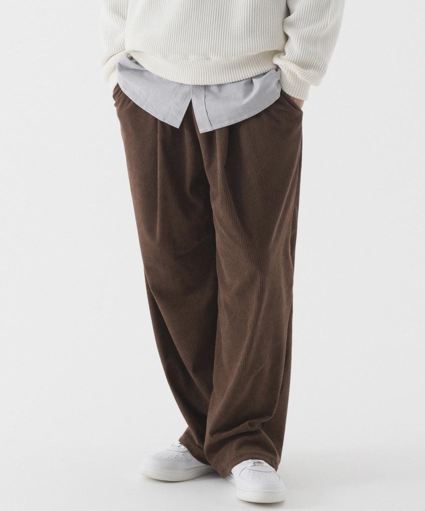 PIANER [2 Pack] Corduroy One-Tuck Stitch Wide Pants (4 Colors) (Type A)