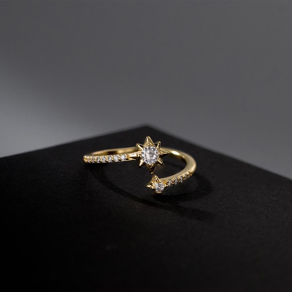 925 Silver Zircon Star Adjustable Rings For Women High Quality Jewelry Accessories Jewellery Argent 925