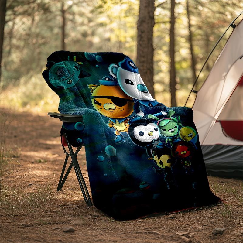 1pc OCTONAUTS1 Theme Blanket - Digital Print, Polyester, Cozy for All Seasons, Perfect for Outdoor, Camping, and Travel