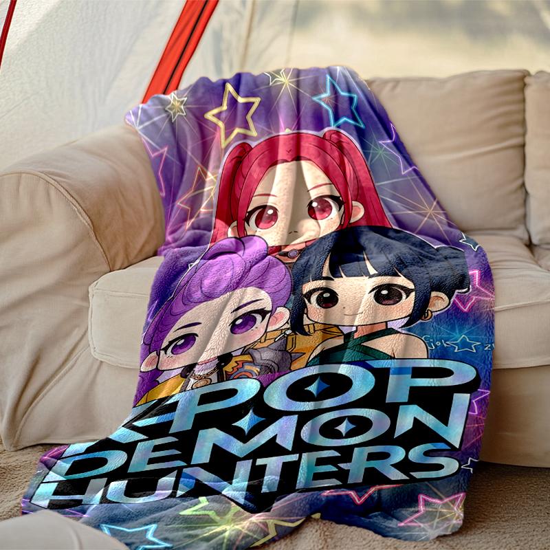 [1pc Kpop Demon Hunters Blanket] All-Season Blanket - Cozy Blanket for Sofa Couch Home Decoration, Digital Printed Nap Blanket