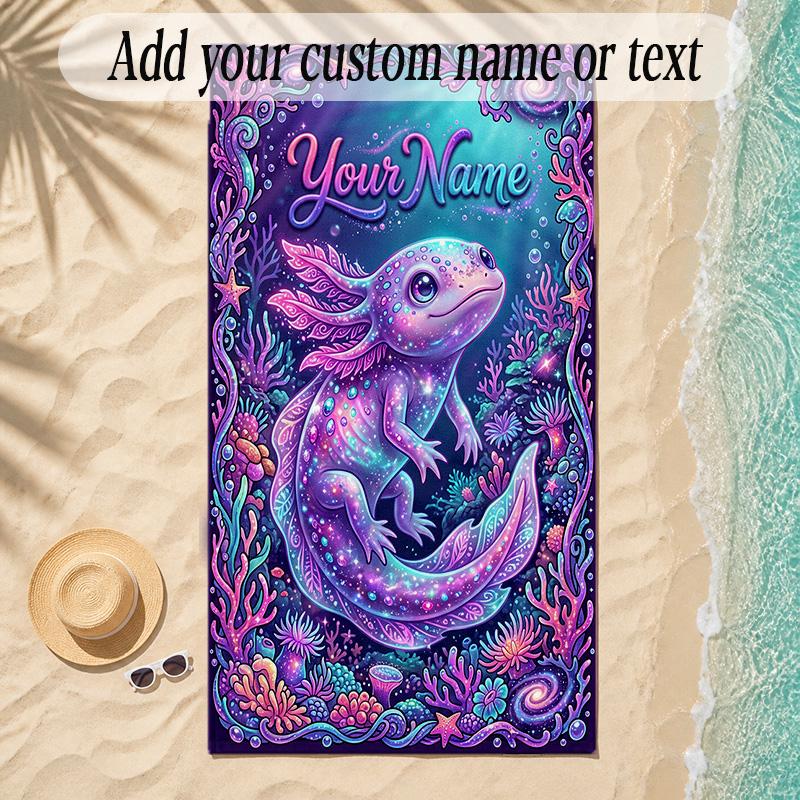 Mermaid Theme Soft Beach Towel Personalized Custom Name Text Towel Portable for Beach Pool Travel