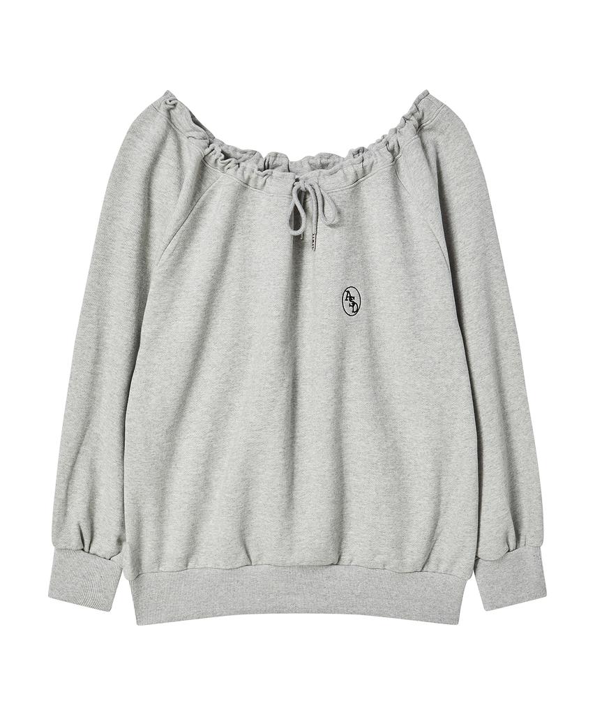 AWESOME STUDIO String Off-Shoulder Sweatshirt Ivory