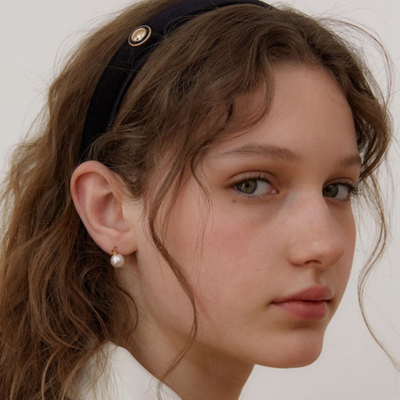 OVLA черная бархатная повязка для волос с пуговицей HB008