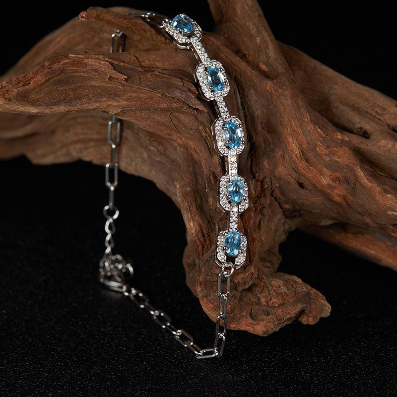 Модный браслет Fashion Treasure Jewelry из стерлингового серебра S925 с натуральными топазом, гранатом, диопсидом для женщин
