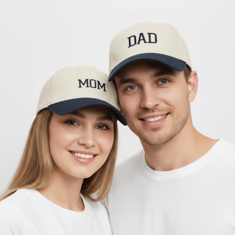 2pcs/set Letter Embroidered Mom Dad Baseball Cap Two-Tone Couple Cap Baseball Hats For Man Women