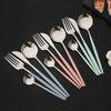 Набор столовой посуды из нержавеющей стали, 24 предмета, фиолетово-серебристый, кухонные вилки, ложки, ножи, набор столовых приборов для ужина, западные столовые приборы, набор посуды