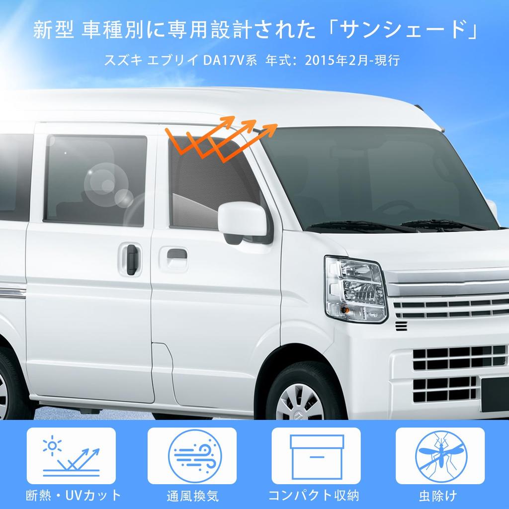 PANICO Magnetic Side Sunshade 2-in-1 (Mesh & Blackout) for Suzuki Every DA17V, Front Doors, 2pcs – Model DA17V-SS-M2