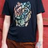 Hand Painted Wolf Bamboo Crew Third Vintage Washed Unisex Versatile Fashion Slightly Stretched Top For Everyday Wear Breathable