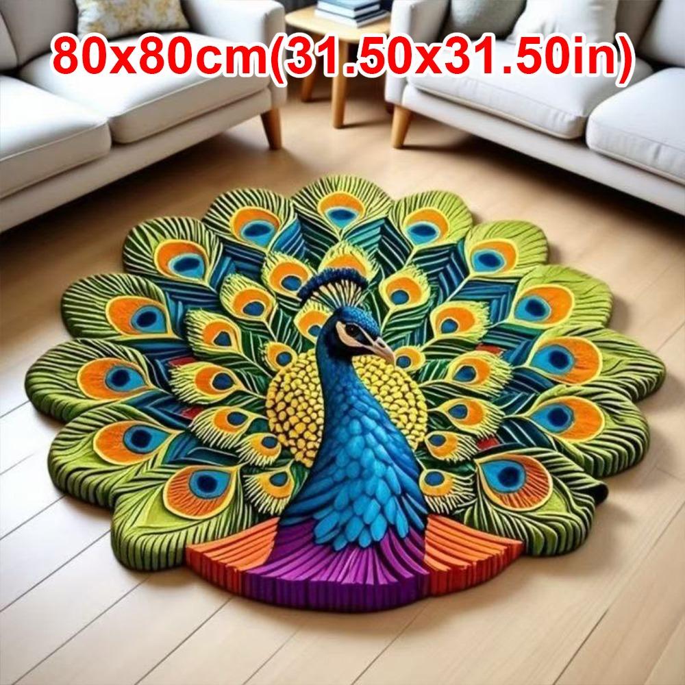 Soft Peacock Mat Special-shaped Door Gasket Bathroom Floor Mat for Living Room Tea Table Bedside