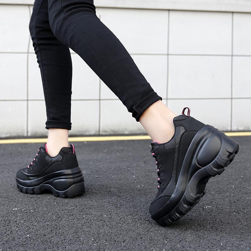 TUINANLE Женские кроссовки на массивном каблуке, повседневные туфли на высоком каблуке на танкетке, женские водонепроницаемые туфли на плоской подошве со шнуровкой