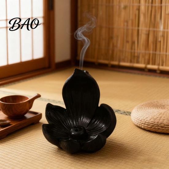 Meditation Accessories Lotus Backflow Incense Burner Holder, Resin Cone Diffuser, Desktop Calming Room Decor Aromatherapy Holder for Yoga Tea Bedroom