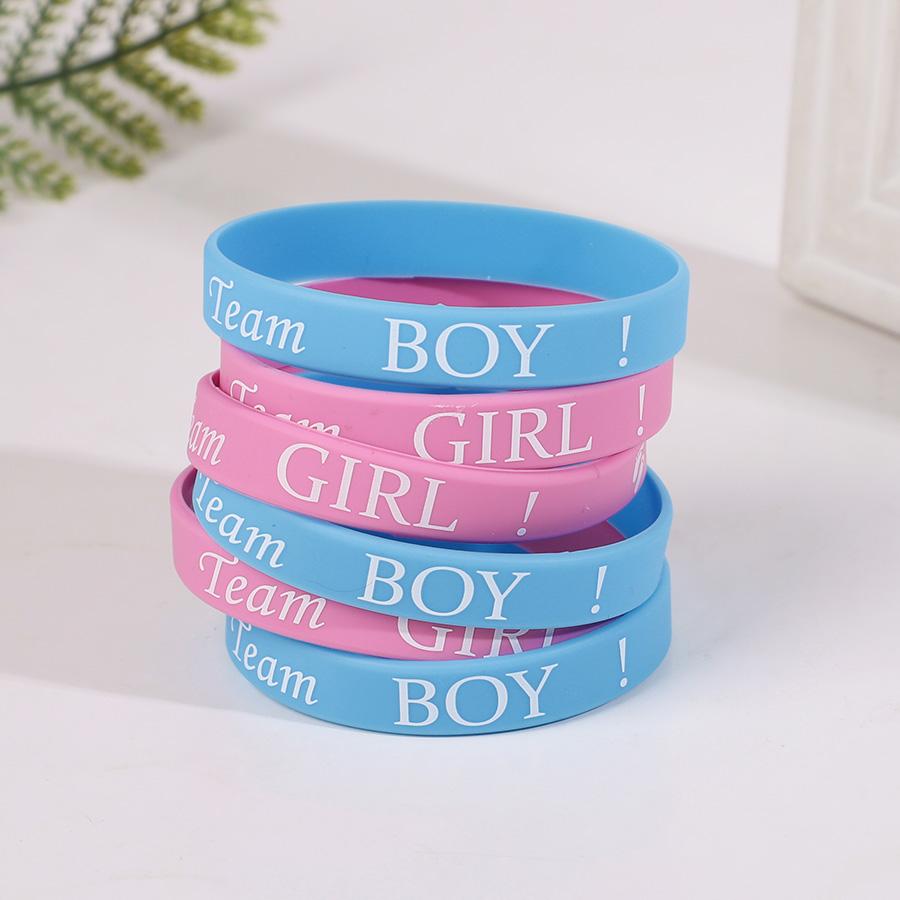 30pcs Team Boy Girl Gender Reveal Silicone Bracelets Guests Gift Boy or Girl Decoration Gender Reveal Birthday Party Supplies