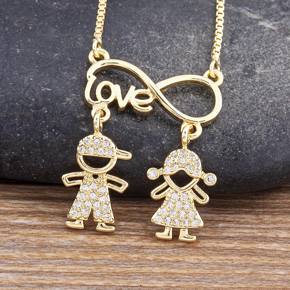 Nidin New Trendy Love Heart Shape Girl Boy Shine Zircon Pendant Necklace For Women Female Chain Choker Jewelry Mother's Day Gift
