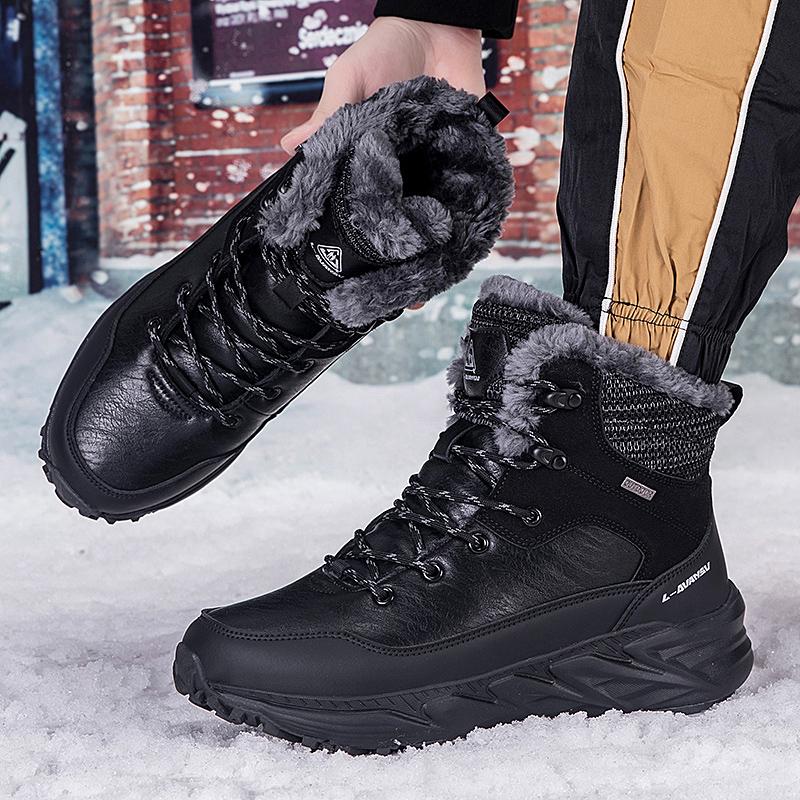 TUINANLE Мужские высокие водонепроницаемые хлопковые кроссовки Женская обувь с теплой вельветовой подкладкой для зимнего использования на открытом воздухе