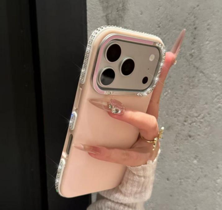 Противоударный чехол для телефона Apple 17 Pro/Pro Max с большим окном и стразами - Полное покрытие, Премиальное ощущение для женщин