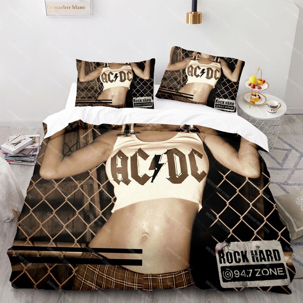 Комплект постельного белья AC DC Музыка AC DC Рок-группа 3D Принт Комплект постельного белья Мягкий комплект пододеяльника Твин Фул Квин Кинг Покрывало Наволочки