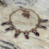 African Amethyst Rough Necklace Electroformed Copper Adjustable Chain Necklace Honey Bee Necklace Gemstone Handmade Jewelry Gifts for Women
