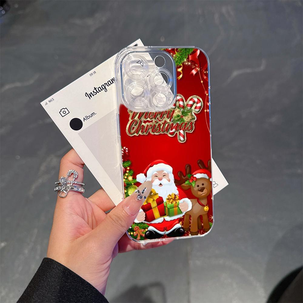Ae109 С Новым годом, Рождеством Христовым, художественные прозрачные чехлы Magsafe для Samsung S23 S24 Ultra S21 iPhone 16 Pro Max, магнитная беспроводная зарядка, задняя крышка