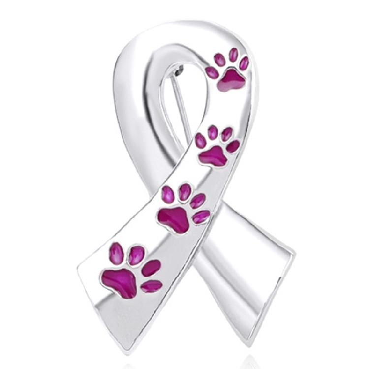 Exquisite Dog Paw Print Ribbon Brooch Pin Fundraiser Campaign Events Breastpin
