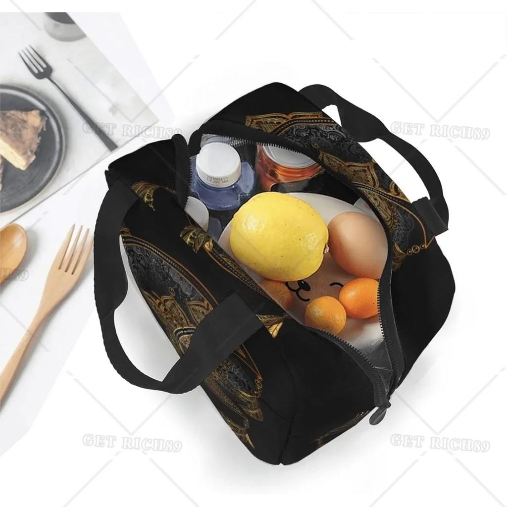 Mandala Boho Crescent Moon Sun Dreamcatcher Lunch Bag Waterproof Portable Tote Bag for Fashion Lunch Box with Zip Closure