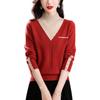 YOTORISAKI Knit Long High High Winter Size Women's Sweater, Sleeve, Neck, Stretch, Soft, Casual, Spring, Autumn, (Red, M)