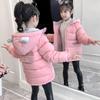 Модная верхняя одежда для девочек, зимняя одежда на пуху и хлопковой подкладке, детская повседневная толстая и средней длины одежда на хлопковой подкладке