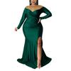 Plus Size Fashion Sexy Maxi Dress Women Nightclub V-Neck Solid Split Elegant Dresses Female High Waist Party One Piece Dress 2024