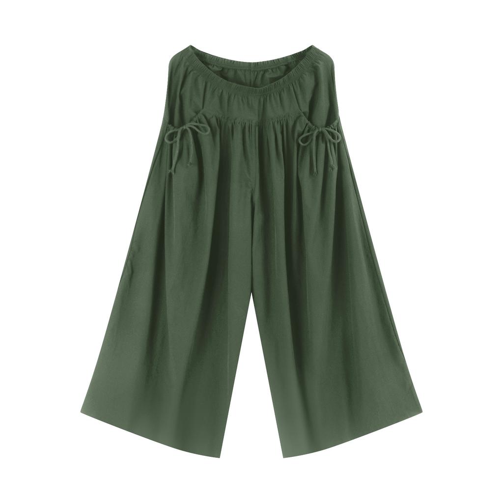 Женские свободные широкие треккинговые брюки шаг за шагом летние широкие повседневные брюки с большими присборенными карманами