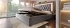 Upholstered bed 180x200 cm velvet with LED diamond strip, USB & Type-C charging station, storage, slatted frame, grey (without mattress)