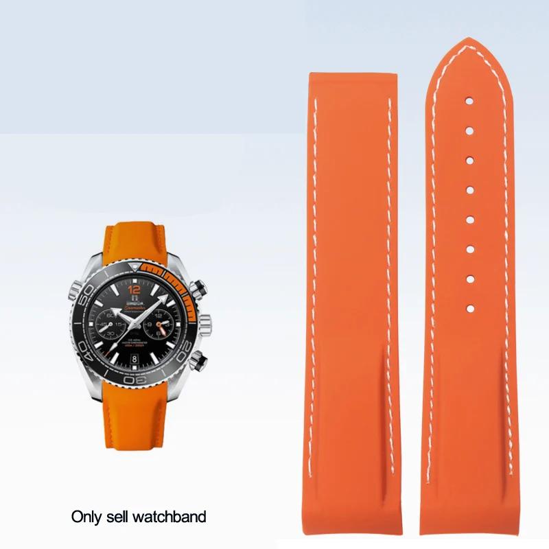 20 мм 22 мм изогнутый конец резиновый ремешок для часов цепь для Omega 300 SEAMASTER 600 PLANET OCEAN Seiko SKX силиконовый ремешок аксессуары для часов