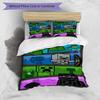 3pcs Duvet Cover Set (1*Duvet Cover + 2*Pillowcase, Without Core),Sandbox game Print Bedding Set, Bedroom Decor, All‑Season, Birthday Gift