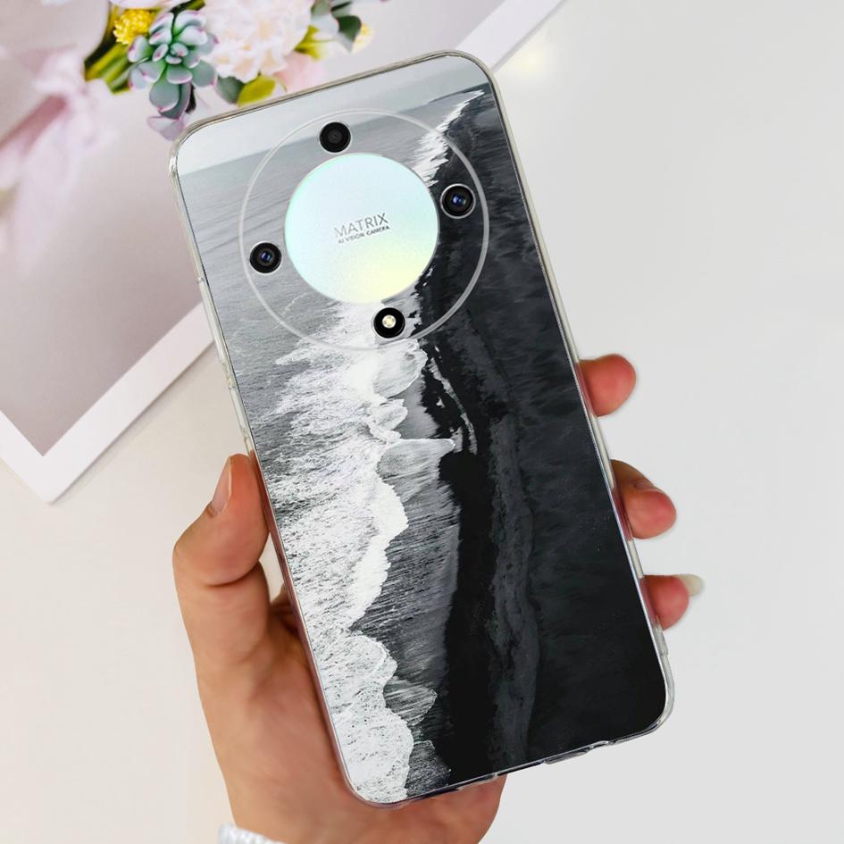 Чехол для Honor X9b 5G ALI-NX1 Популярный Цветок Мягкий Прозрачный Силиконовый TPU Чехол для Honor X9a RMO-NX1 HonorX9 ANY-NX1 Ударопрочный Funda