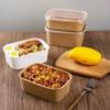Disposable Square Kraft Paper Food Box Thickened Kraft Paper Bowl with Lid Rectangular Takeaway Packaged Fast Food Box 50 Sets