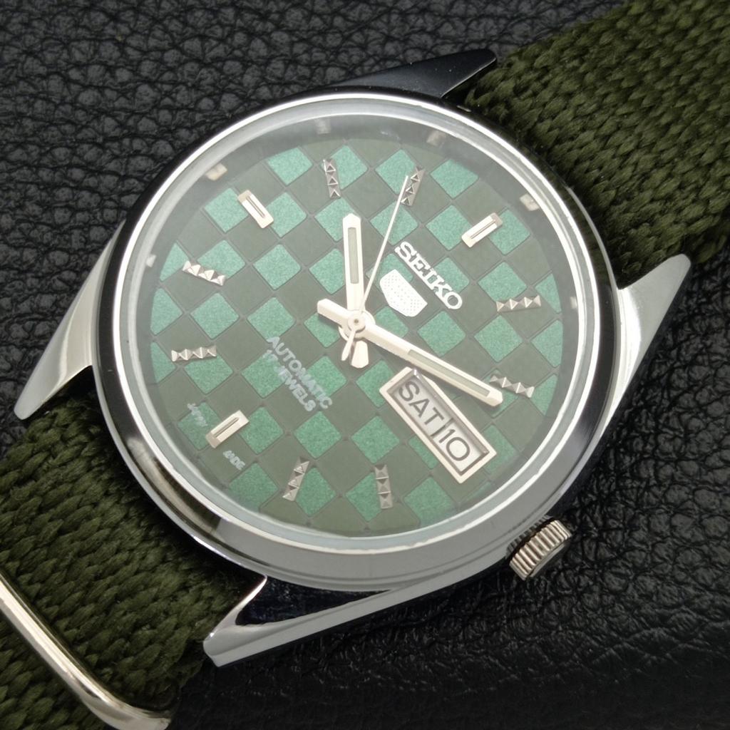 ЯПОНСКИЕ МУЖСКИЕ АВТОМАТИЧЕСКИЕ ЧАСЫ SEIKO 5 6309A ВОССТАНОВЛЕННЫЕ ЗЕЛЕНЫЙ ЦВЕТ ЦИФЕРБЛАТ a440241-d