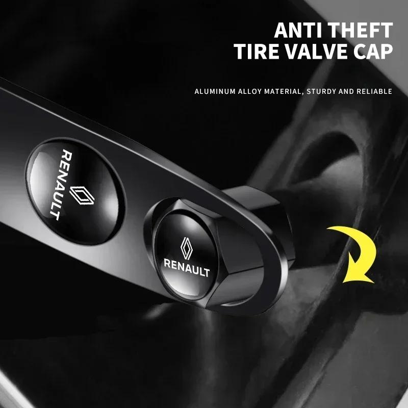 Car Badge Car Wheel Tire Valve Stems Cap With Keychain Keyring For Renault DACIA Logan Scenic Loguna Kadjar Twingo Accessories SS24