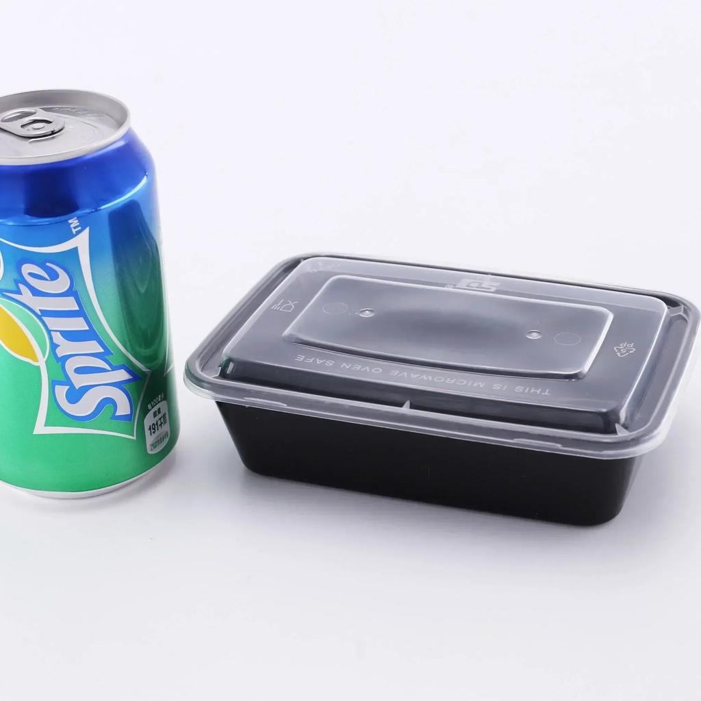 1000ml Thick Disposable Takeaway Lunch Box Tableware Can Be Microwave Heated Rectangular Black Plastic Bowl Food Packaging Box