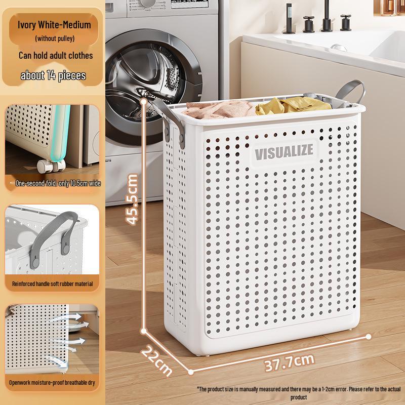 Складная корзина для белья на колесах - Хранение грязной одежды