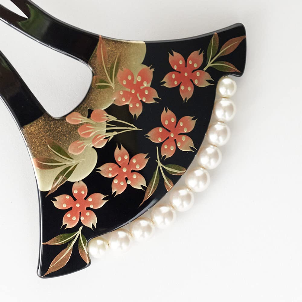 Kanzashi Makie Japanese Style Hair Ornament Cherry Blossom Pearl Everyday Use Made In Japan Kanzasi Watmosphere Hair Accessory After Party Kimono