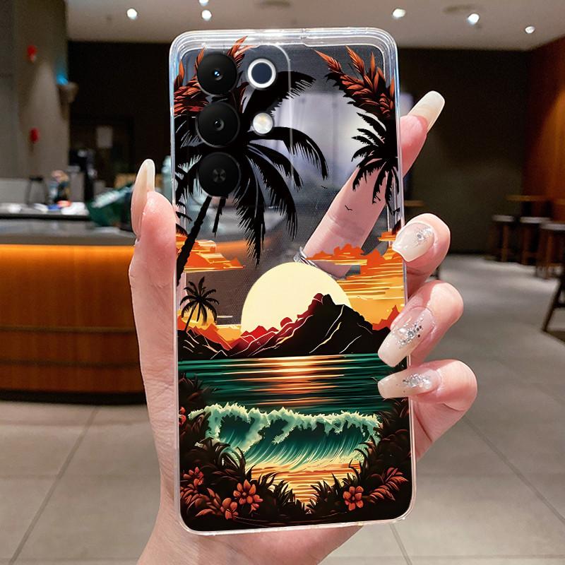 Bumper Soft Transparent TPU Phone Case For OPPO Realme C85 Pro 4G Casing Trendy Rose Rosy Cloud Painted Shockproof Cover