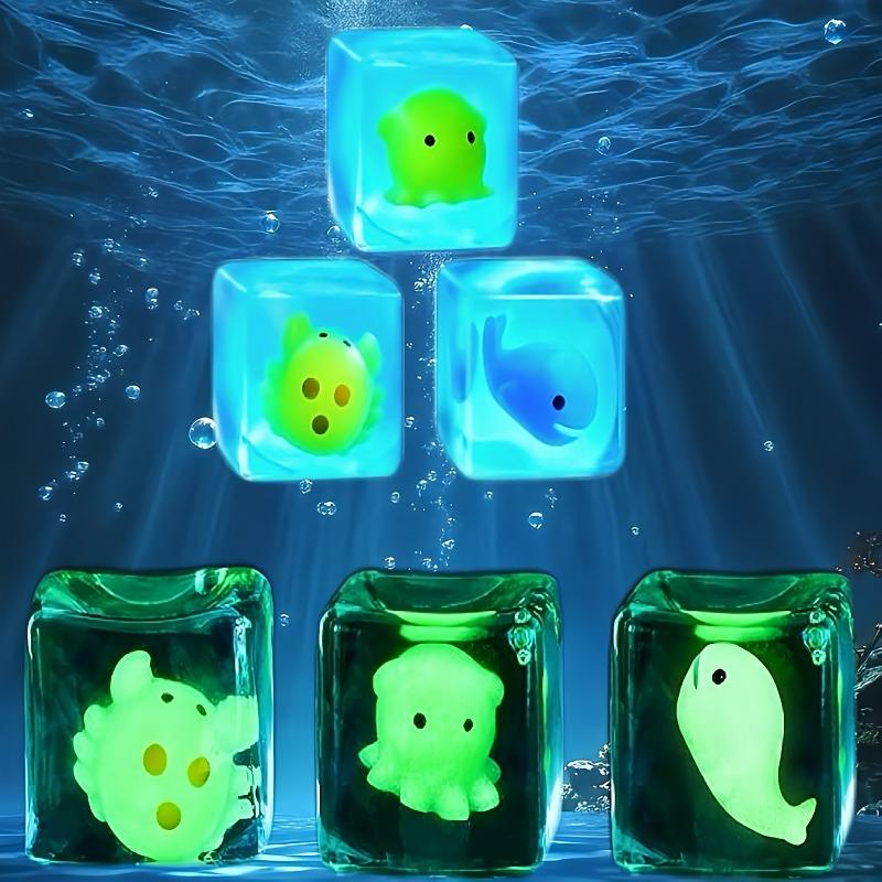 Super Soft Ice Cube Luminous Maltose Squeeze Toy Cute Animal Anti Stress Slow Rebound Decompression Toy Stress-relieving Gift