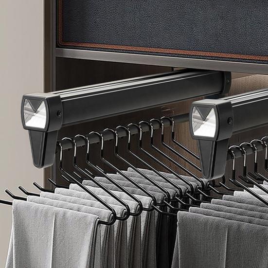 Pull-Out Pants Rack Heavy Duty Aluminum Alloy Space Saving Retractable