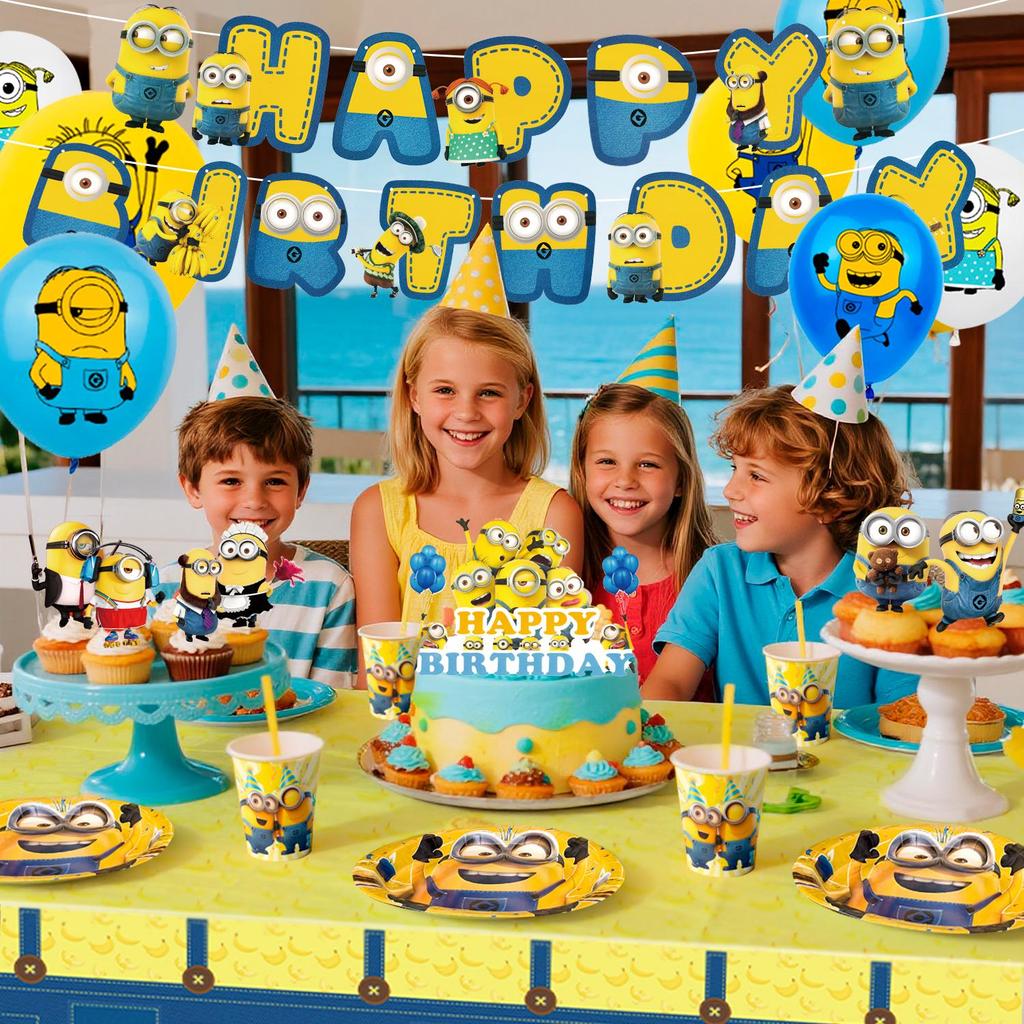 Cartoon Party Supplies, Cartoon Party Decorations & Tableware Set-Cartoon Party Plates Napkins Cups and Cartoon Birthday Banners Balloons Cake Toppers