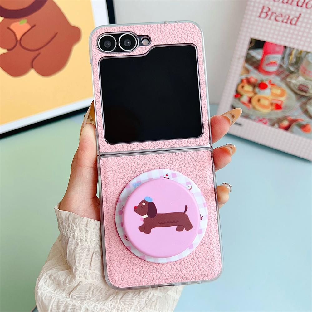 Магнитный держатель Чехол из ПУ кожи для телефона Samsung Galaxy Z Flip 7 6 5 4 Flip7 Flip6 Flip5 Flip4 Прозрачный край Защитная крышка